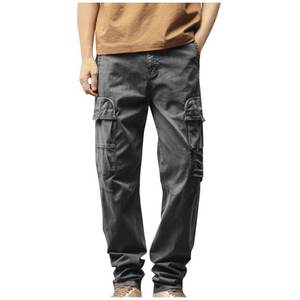 Pantalones Cargo para hombre-Pantalones de algodón relajados de cintura para hombre Pantalones Cargo Ropa DE TRABAJO Combate Seguridad Cargo Bolsillo Pantalones de tamaño gris - Product Image 6