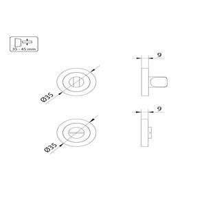 Set di 5 serrature per mobili con rosetta rotonda di diametro 35 mm Zamak nero per porte interne - Product Image 5