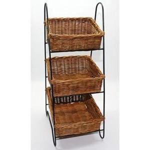Multi Tier Storage Rack With Metal Frame And Wicker <b>Baskets</b> Rustic And Practical Design Made in Vietnam Household Organizer - Product Image 1