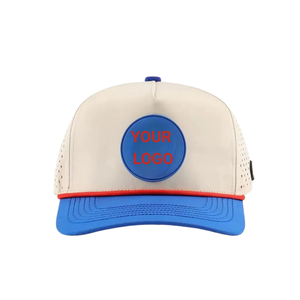 หมวกกอล์ฟกันน้ำแบบมีรูระบายอากาศ 5 ชิ้น พร้อมโลโก้ PVC ยาง  ตกแต่งด้วยเชือก  แบบ Snapback  ปรับแต่งได้ทั้งด้านในและด้านนอก - Product Image 1