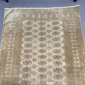 3.9x5.9 ft Rug, Vintage Turkish Rug, <b>Brown</b> <b>Wool</b> Rug - Product Image 3