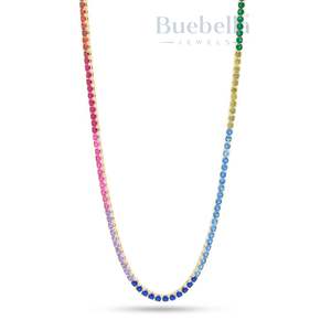 Hot Selling 925 <b>Silver</b> Plated 4mm Moissanite Diamond Spectrum Hiphop Style Prong Set <b>Tennis</b> Chain for Men Women <b>Necklaces</b> - Product Image 1