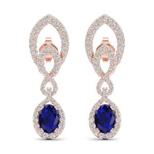 REYES Nouveau Design Boucles d'Oreilles Moissanite en Or 14K 18K Prix Usine Taille Ovale 2.8 Carat Saphir Bleu Pierres Précieuses Bijoux Fins - Product Image 6