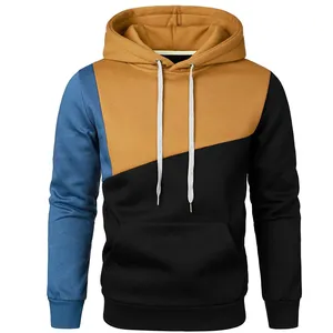 Men's Three Color Matching Fleece Hoodie Set Autumn Winter Sports Fitness Tracksuit Fashion Men Casual Color Matching hoodies