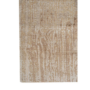 พรมไหมไผ่ผสมขนสัตว์ถักมือลายเอ็นโทรปี ไอวอรี่ รุ่น AKWB-3598 หนา 10 มม. รูปทรงสี่เหลี่ยมผืนผ้า สำหรับปูพื้นบ้าน ลายแบบนามธรรม เหมาะสำหรับห้องโถง ทำด้วยมือ - Product Image 4