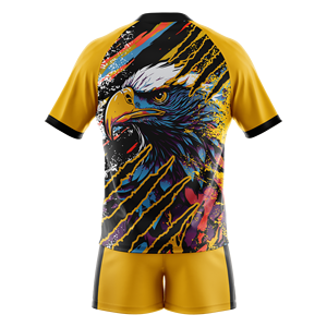 Ensemble d'uniformes de rugby personnalisés par sublimation, maillot et short d'équipe avec design d'aigle, kit de vêtements de sport - Product Image 2