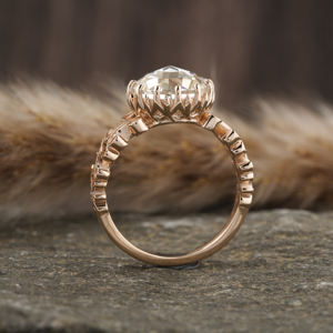 Anillo de compromiso de diamante de corte redondo de cabujón cultivado en laboratorio, certificado IGI de platino, anillo de regalo de estilo Vintage lujoso para mujer - Product Image 3