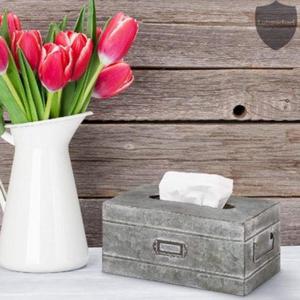 Vintage-inspired Galvanized Metal <b>Tissue</b> Holder with Farmhouse Charm & Perfect Functional Accessory for Industrial-style Homes - Product Image 4