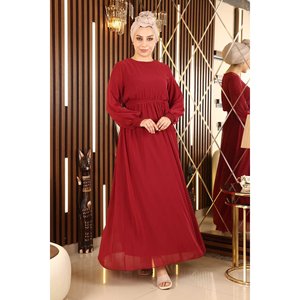 Vestido de Noche de Gasa con Dobladillo Elástico, Estilo A-Line, Tipo Bola, Tejido de Ganchillo, Talla XS, Cintura Natural, Largo Maxi con Cola para Fiestas - Product Image 3