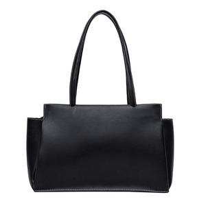 Sac fourre-tout vintage en cuir véritable noir, sac à main pour femme, sac à bandoulière pour le travail, grand sac à main, poches, fermeture à glissière, structure rigide, deux - Product Image 4
