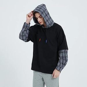 En's uuversiogo versiversized oooodie OP ends rends shion ashion oodyes Men's Color Lock ullover Eck -eck cuello ooded shirt weatshirt atatchwork - Product Image 6