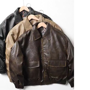 Vestes en cuir personnalisées Mode masculine Vestes en cuir coupe-vent pour moto Vestes en cuir PU de haute qualité Veste de motard Streetwear - Product Image 3