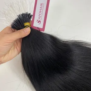 नया उत्पाद प्लास्टिक नैनोरिंग बाल एक्सटेंशन कच्चे मानव बाल याकी सीधे प्राकृतिक काले क्यूटिकल संरेखित वर्जिन बाल