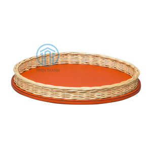 Tendance chaude contemporaine Plateaux de service rectangulaires en rotin laqué Plateau décoratif en rotin mélangé élégant du Vietnam - Product Image 2