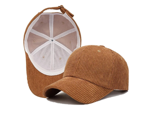 Casquette de baseball unie en velours côtelé à 6 panneaux, visière incurvée, boucle personnalisée, casquette de sport vierge pour hommes et femmes, port décontracté, course à pied - Product Image 1