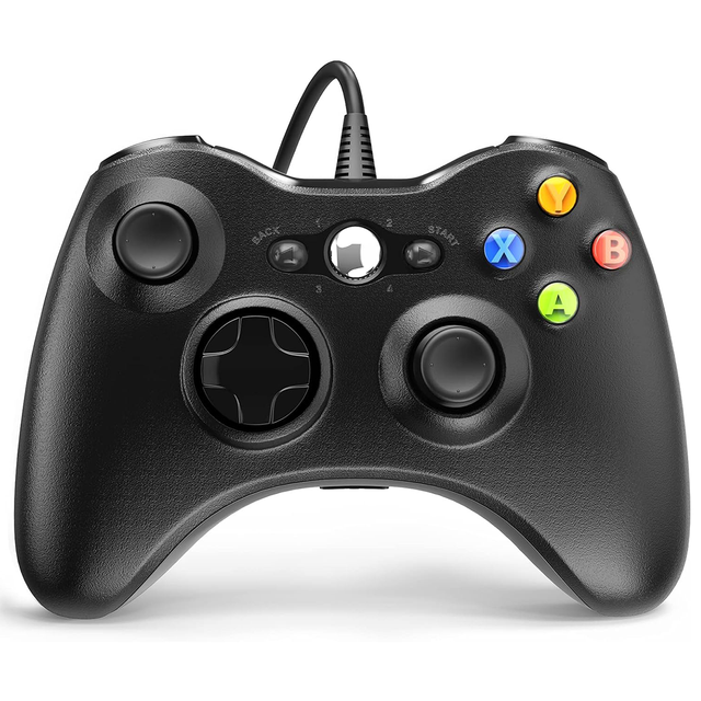 Wired Controller for Xbox 360, Game Controller for 360 with Dual-Vibration Turbo for Xbox 360/360 Slim and PC