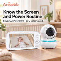Anicebb Wi-Fi Yok Uygulama Yok 5 İnç FHSS Video Bebek Monitörü Avrupa Aile Bakımı için Özel Ebeveyn Ekranı İki Yönlü Ses