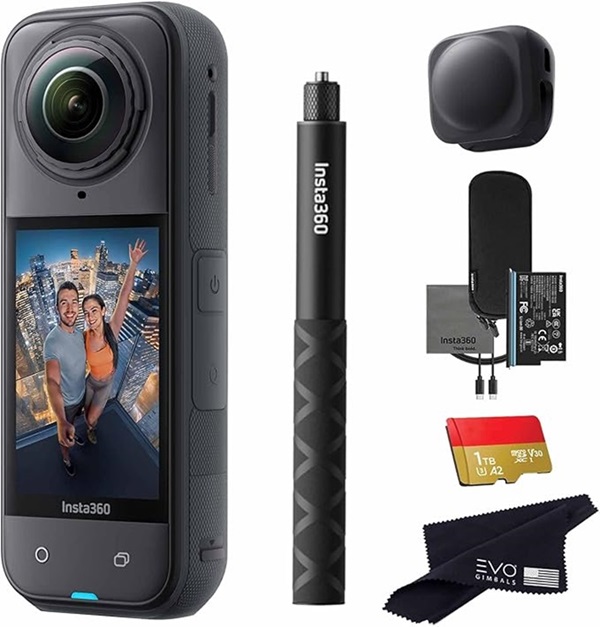 Новая Водонепроницаемая 360 Экшн-камера Insta360 X5 с сенсором 1l1.28 48MP, 72MP, включает в себя селфи-палку, крышка объектива 1 ТБ