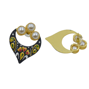 Pendientes de Moda 2025, Fabricante y Proveedor de Pendientes Pintados a Mano, Pendientes de Botón con Piedras de Nácar Chapados en Oro para Mujeres y Niñas - Product Image 3