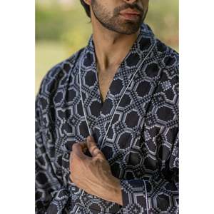Robe Kimono XL en Pur Coton Style Bohème pour Homme, Peignoir de Luxe Géométrique Unisexe, Coupe Décontractée, Robe de Plage, Vêtement d'Intérieur Estival Doux - Product Image 4