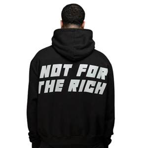 Sweat à capuche noir surdimensionné pour homme, 380GSM, coton biologique lourd, streetwear, pull avec grand logo imprimé sur le devant et le dos - Product Image 2