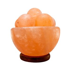 Himalayan Salt Fire Bowl <b>Lamp</b> with Smooth Massage Balls Pyramid Style for Air Purifying & Calming <b>Mood</b> Natural Crafts Product - Product Image 1