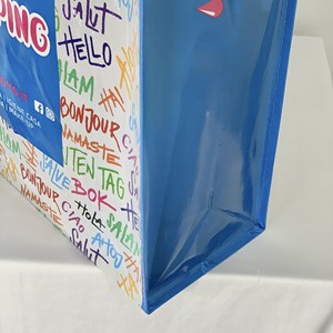 Wholesale Cheap Laminated Recycle Reusable Supermarket Grocery PP Non-woven Fabric Letter Pattern Small Size Tote Shopping <b>Bags</b> - Product Image 5