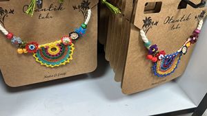 DAFNI BIG PAZAR HANDMADE COTTON SEWING OTHER TYPE FLOWER FOLK ART NECKLACES for MULTIPLE OCCasions - Product Image 3