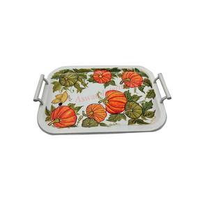 Gran oferta, bandeja de servicio decorativa con diseño Floral blanco, Metal de calidad fina con asas, recién llegado a bajo precio - Product Image 6