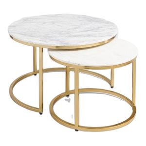 Mesas de centro de anidación superiores de mármol decorativas para el hogar de lujo con marco de hierro Muebles de sala de estar de diseño tradicional - Product Image 1