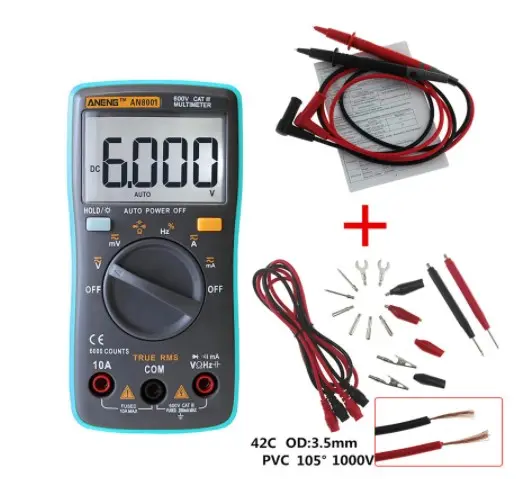 ANENG AN8002 Multimeter 6000 Counts Back Light AC/DC Ammeter Voltmeter Ohm Frequency Diode Temperature Tester