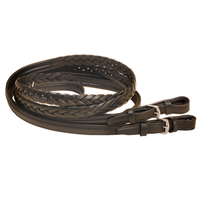 Rênes de cheval en cuir tressé de haute qualité avec boucles en acier inoxydable, équipement d'équitation durable pour l'entraînement en écurie