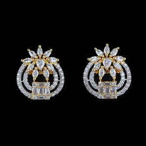 Boucles d'oreilles American Diamond - Dorées - Product Image 1