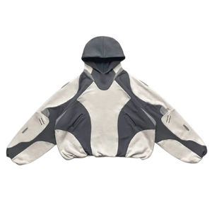 Vêtements streetwear urbains haut de gamme 100% coton 500 GSM, pull oversize imprimé personnalisé à blocs de couleur, style coréen, imprimé graphique - Product Image 6