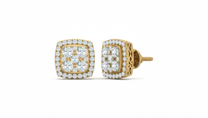 Boucles d'oreilles à clous en or 14 carats et diamants carrés naturels pour femmes - Product Image 4