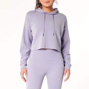 Sudadera con Capucha Personalizada para Mujer, de Poliéster/Algodón, Estilo Crop Top, con Logotipo Frontal, Ecológica, Moderna, para Actividades al Aire Libre - Product Image 1