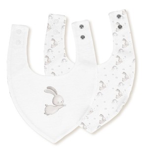 BANDANA BIB (PAQUETE DE 2 UNIDADES)-20X30-MOD. CONEJITO ESTRELLA-GRIS, Material de Algodón para Rango de Edad de 0 a 12 Meses - Product Image 1