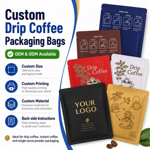 Emballage de café en sachet à dosser, sachet échantillon mat, pochette en aluminium imprimée sur mesure pour poudre de café instantané - Product Image 2