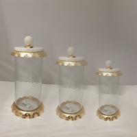 Bocaux en verre et métal minimalistes écologiques avec couvercle hermétique, faits à la main et personnalisés, motif Fleur de Lys, capacité de stockage 401-500 ml
