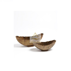 Trendy Design Metal Soup <b>Storage</b> And Serving Bowl Gold And Silver Color With Leaf Petal Shape Base Dinnerware <b>Tabletop</b> Bowls - Product Image 2