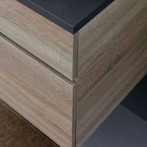 Mueble de Baño Suspendido de 80 cm con Encimera de Madera Antracita, Juego Complementario para Lavabo de Encimera Shanghai - Product Image 6
