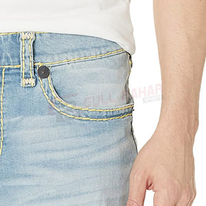 Shorts en jean délavé respirant pour homme, avec logo frontal en coton non tissé, tendance 2026 - Product Image 4