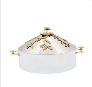 New Creative Designer Metal Hot Pot Casserole <b>Round</b> Shape Chafing Dish <b>Table</b> Top Decorative Luxury Metal Food Warmer Trending - Product Image 3