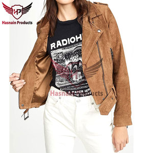 Venta al por mayor de chaquetas cortas de cuero de motorista de las mujeres con cierre de botón-Prendas de abrigo de moda de calidad superior para los minoristas - Product Image 5