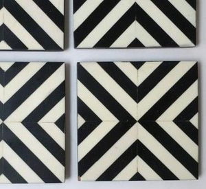 Posavasos Cuadrados de Nogal con Incrustaciones de Hueso, Hechos a Mano en India, Tradicionales, Clásicos y Ecológicos, para Té, Café, Tazas, Diseño Royal - Product Image 3