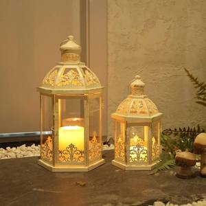 Needomo <b>Large</b> Decorative <b>Lanterns</b> Indoor White Metal Candle <b>Lanterns</b> Set Rustic Candle Holders for Home Decor Wedding - Product Image 3