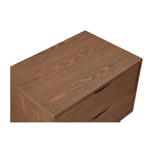 High Quality Walnut-Colored Two-Drawer Solid Wood Bedside Cabinet New Design Scandinavian Style Foldable Bedroom <b>Nightstands</b> - Product Image 6