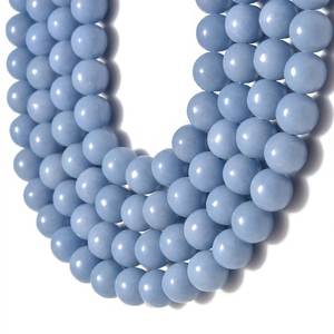 Perles rondes lisses en angélite naturelle 4mm 6mm 8mm 10mm perles en vrac de pierres précieuses d'angélite pour la fabrication de bijoux au prix de grossiste en vrac - Product Image 3