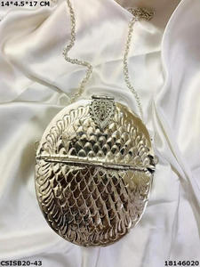 Luxury Crafts New Arrival India Vintage Metal Brass <b>Clutch</b> <b>Bag</b> Handmade Indian Artisans Women's <b>Gold</b> Silver Tone Messenger <b>Bags</b> - Product Image 5