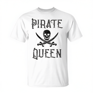 Camiseta Pirata Reina Calavera con Espadas Blanca Unisex Adulto Mediana Cuello Redondo Manga Corta Promocional - Product Image 2